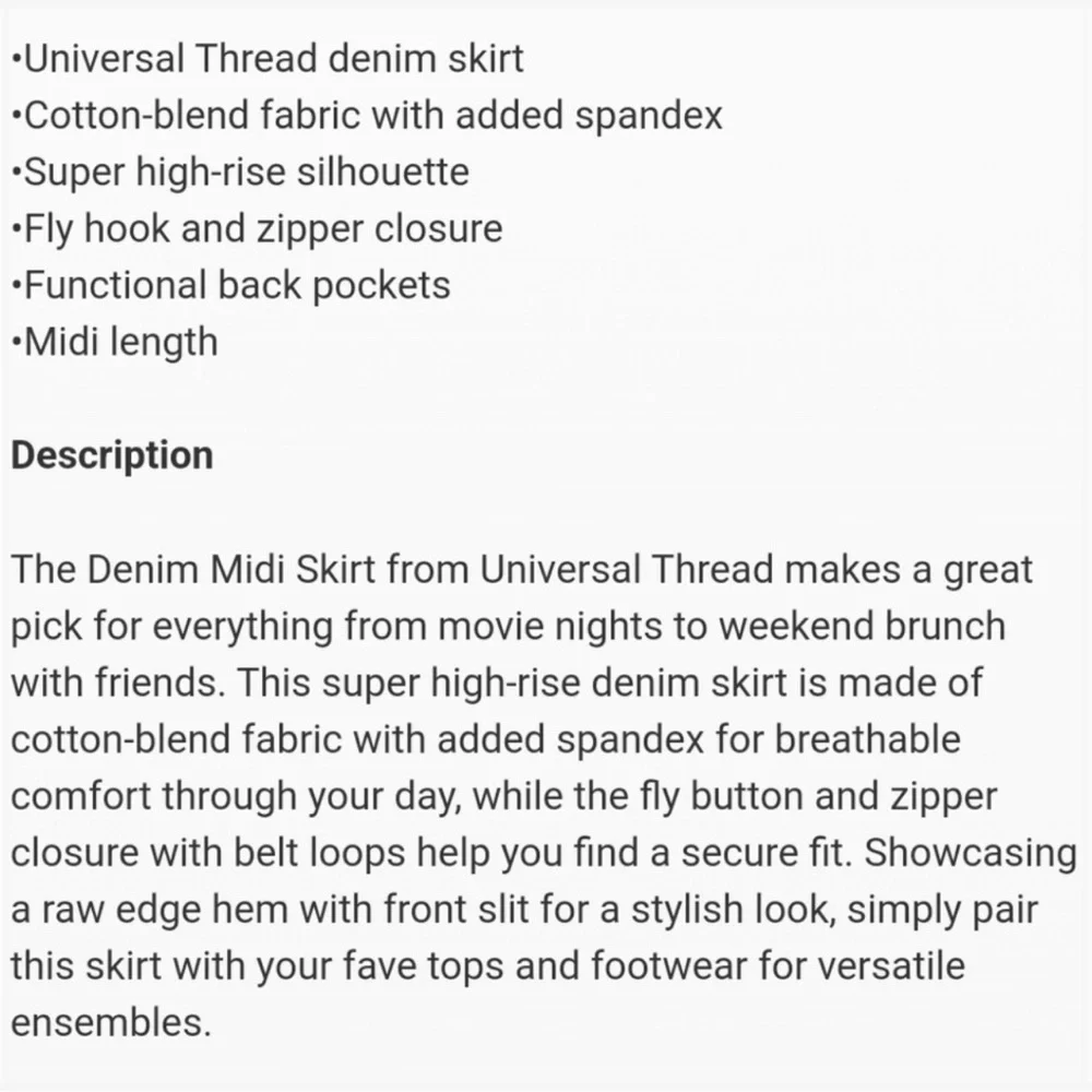 Universal Thread High Rise Front Slit Midi Skirt/ Size: 6 - Picture 4 of 6